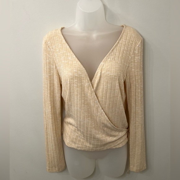 Roxy Tops - NWT ROXY Wrap Rib Knit Long Sleeve Top oatmeal | Large